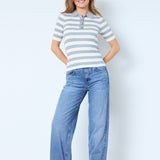 BonnyCC Stripe S/S Polo Knit - Light Grey - Co'couture