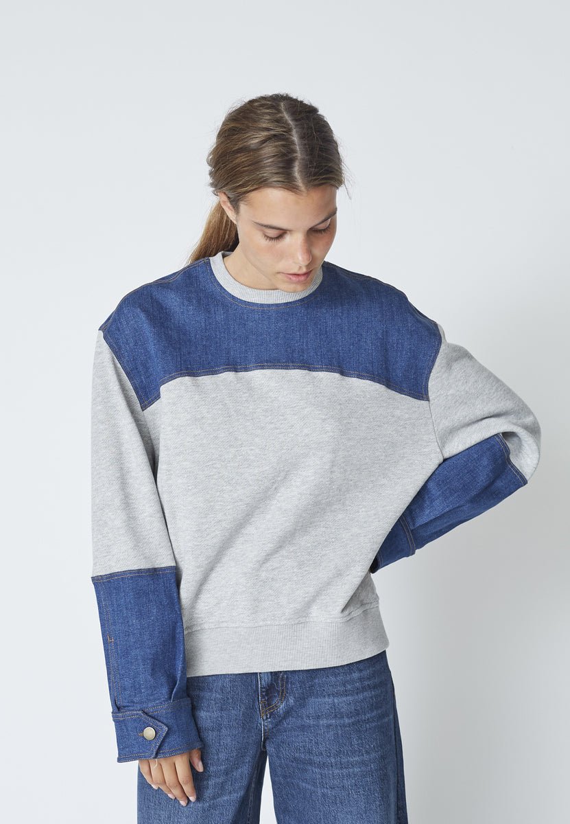 CandizCC Denim Mix Sweat - Grey Melange - Co'couture