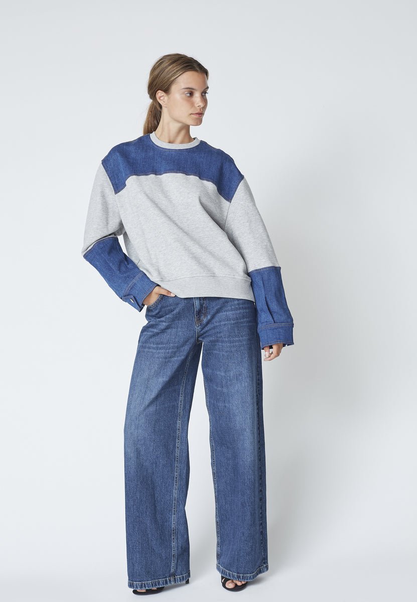 CandizCC Denim Mix Sweat - Grey Melange - Co'couture