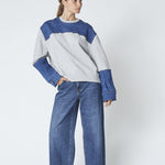 CandizCC Denim Mix Sweat - Grey Melange - Co'couture