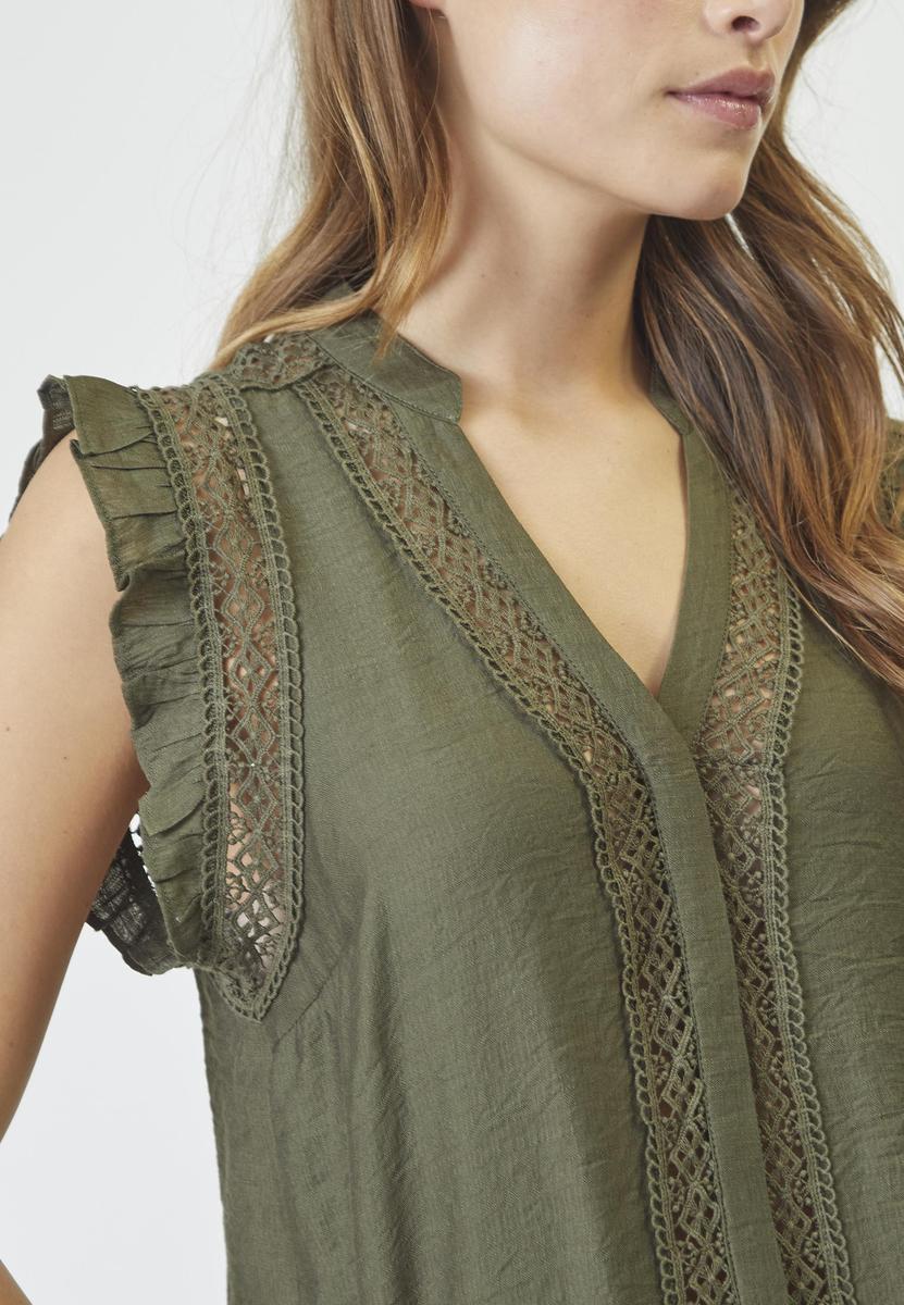 CarynCC Frill Top - Army - Co'couture