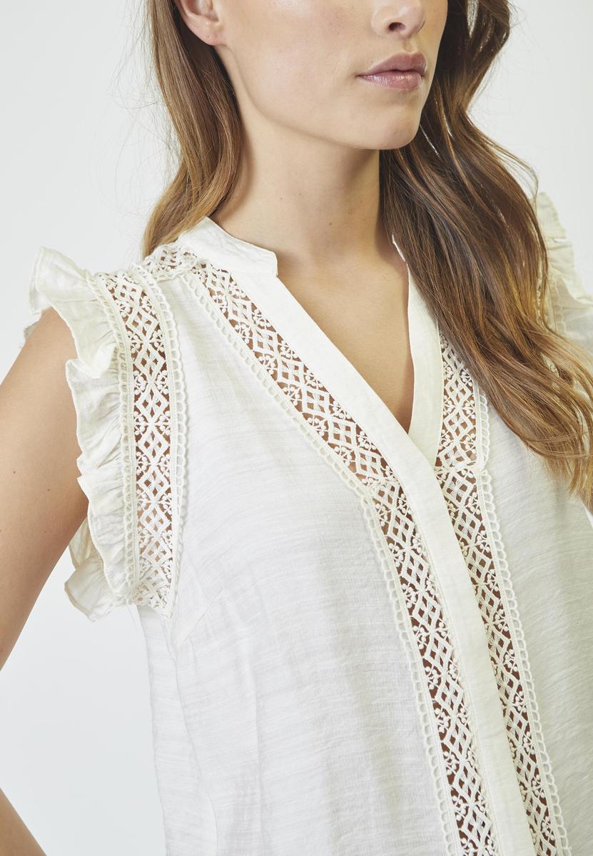 CarynCC Frill Top - Off white - Co'couture