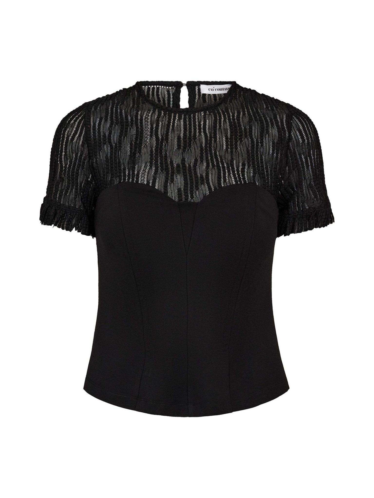 ColtonCC Lace Mix Top - Black - Co'couture