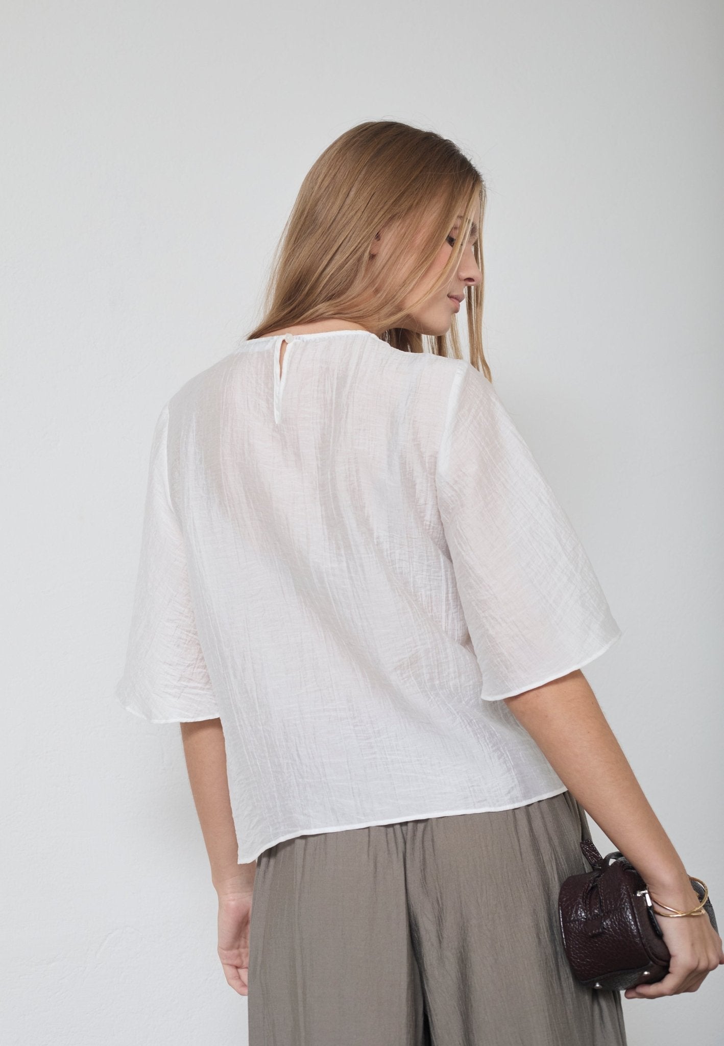 ConnyCC Drape SS Blouse - White - Co'couture
