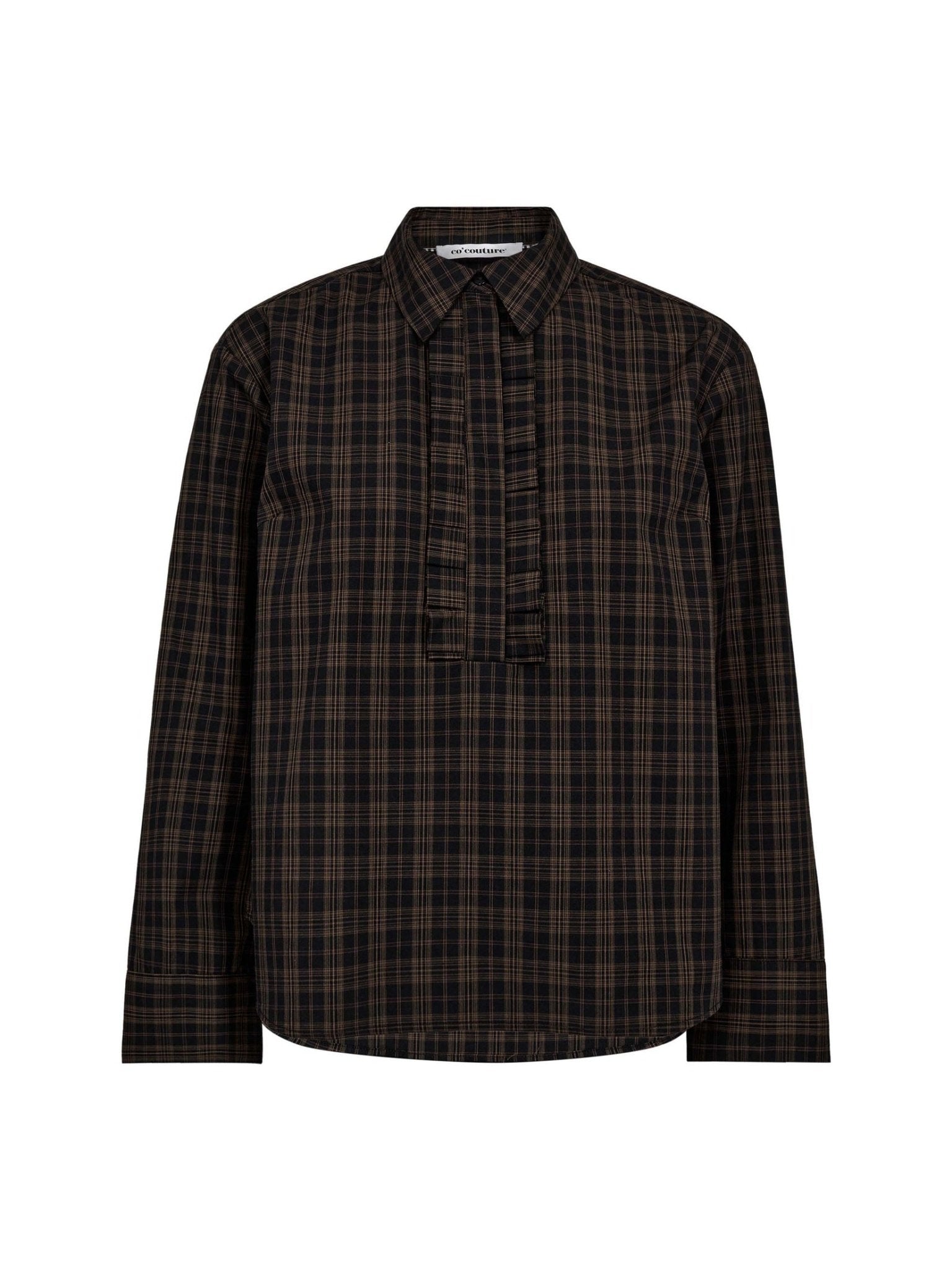 CoraCC Check Frill Shirt - Black - Co'couture