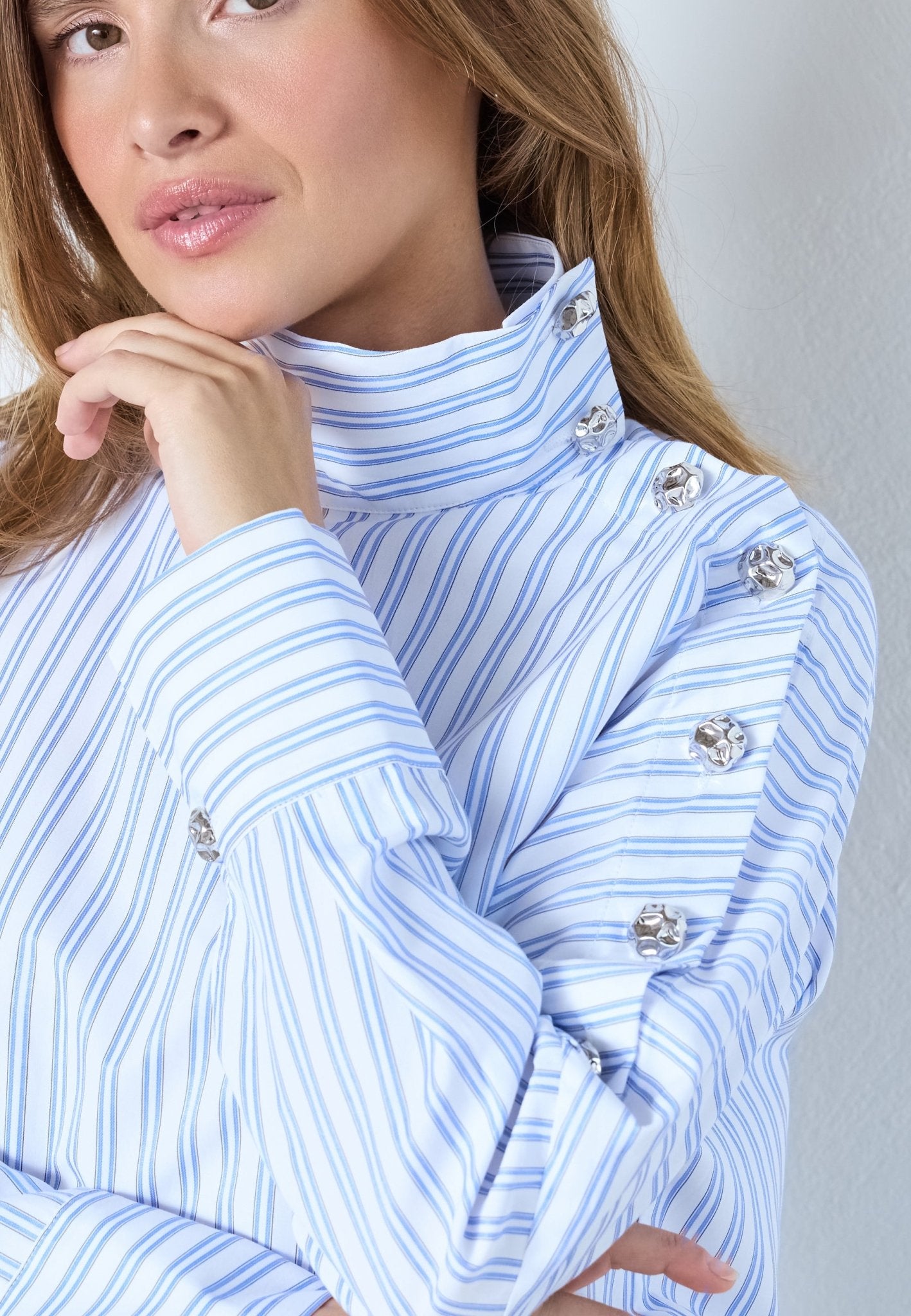 DevinCC AsymCC Button Blouse - Blue - Co'couture