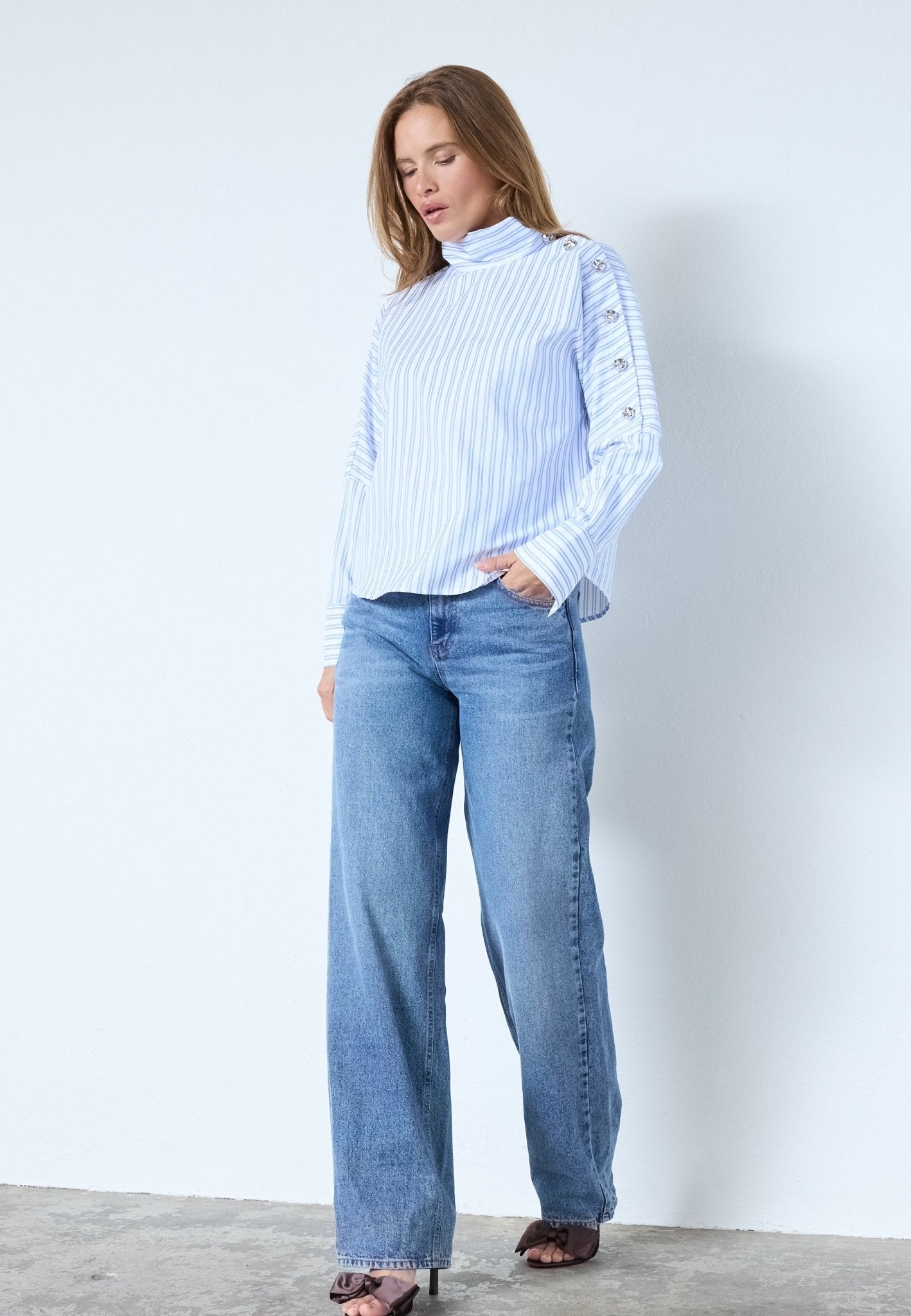 DevinCC AsymCC Button Blouse - Blue - Co'couture