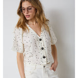 DiemCC Dot SS V - Shirt - OffWhite - Black - Co'couture