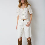 DiemCC Dot SS V - Shirt - OffWhite - Black - Co'couture