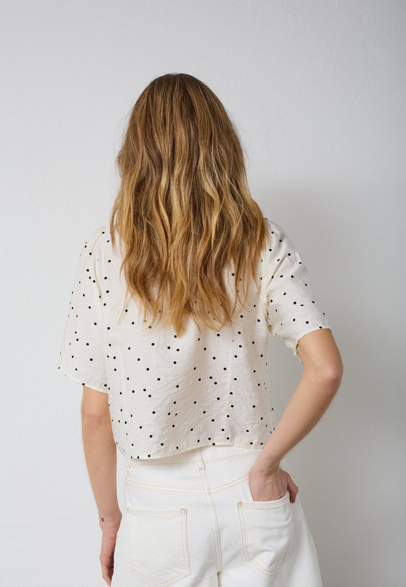 DiemCC Dot SS V - Shirt - OffWhite - Black - Co'couture