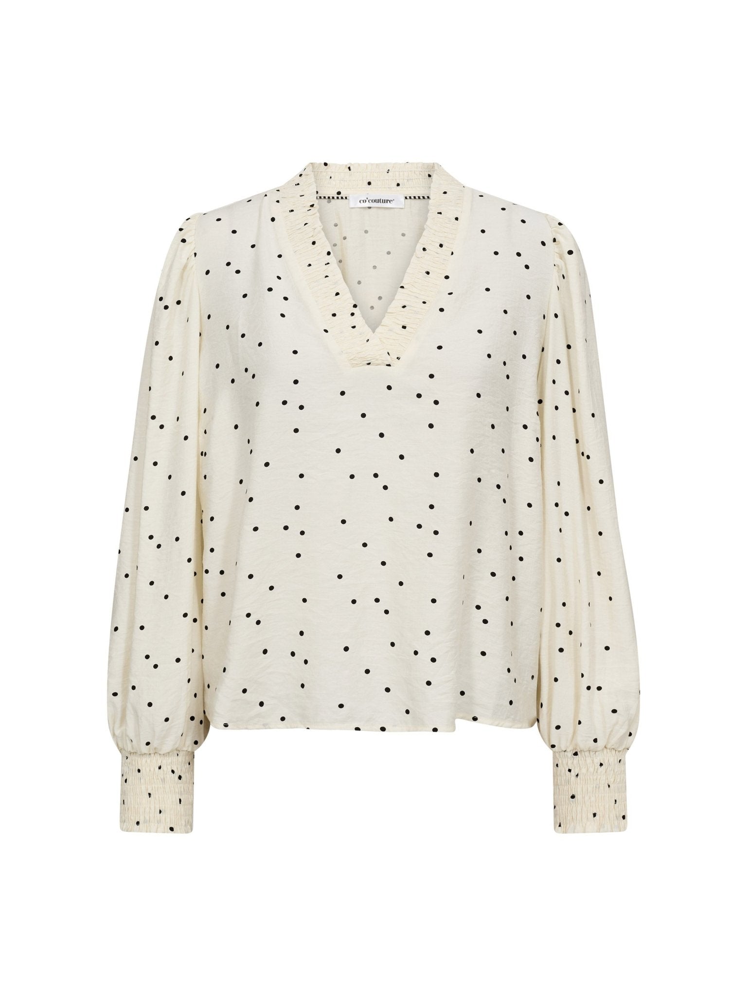 DiemCC Dot V - Blouse - OffWhite - Black - Co'couture