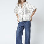 DilanCC Dot SS V - Shirt - Powder - Co'couture