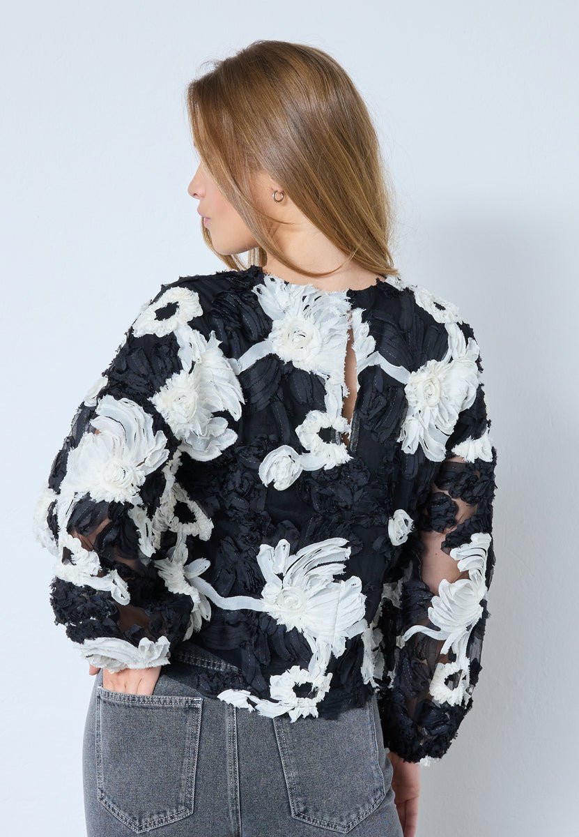 FleurCC Fluffy Blouse - Black - Co'couture