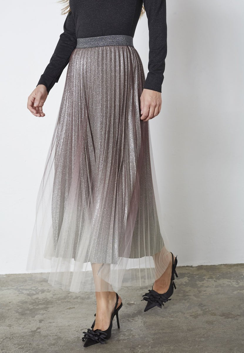 GlitterCC Plissé Skirt - Dark Brown - Co'couture