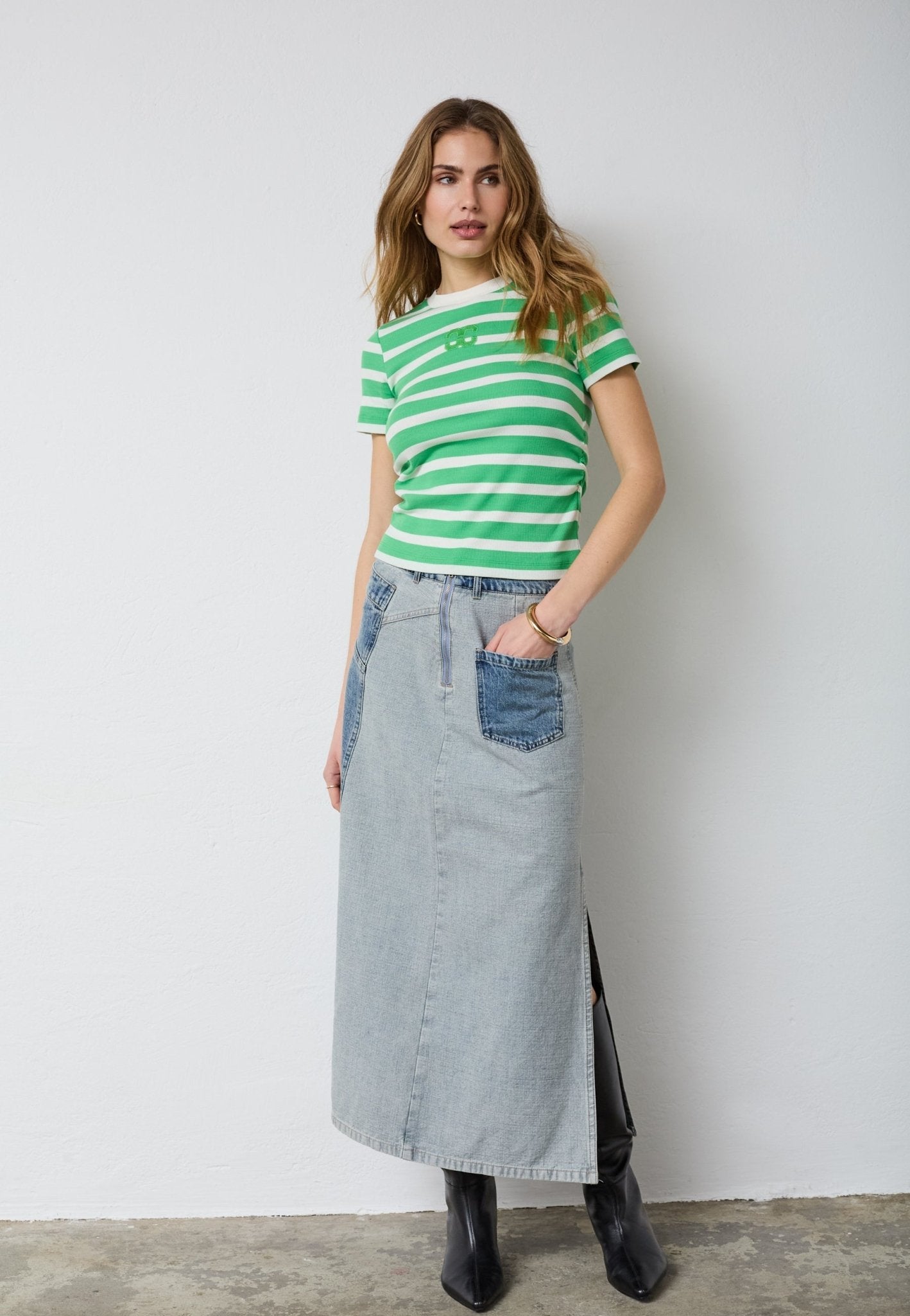 GrannyCC Gathering Stripe Tee - Off - White Green - Co'couture