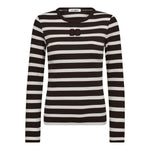 GrannyCC Rib Emb LS Blouse - OffWhite/DarkBrown - Co'couture