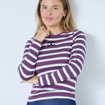 GrannyCC Rib Emb LS Blouse - OffWhite/Plum - Co'couture