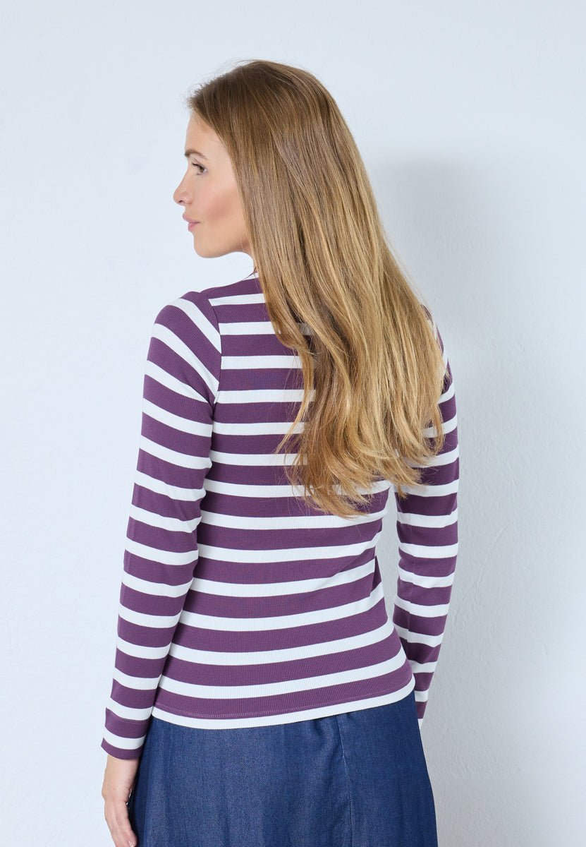 GrannyCC Rib Emb LS Blouse - OffWhite/Plum - Co'couture