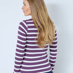 GrannyCC Rib Emb LS Blouse - OffWhite/Plum - Co'couture