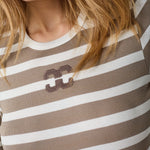 GrannyCC Rib Emb LS Blouse - OffWhite/Walnut - Co'couture