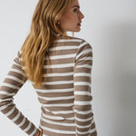 GrannyCC Rib Emb LS Blouse - OffWhite/Walnut - Co'couture