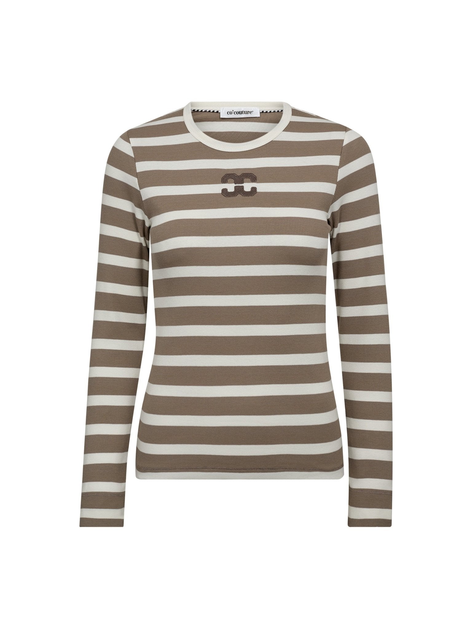 GrannyCC Rib Emb LS Blouse - OffWhite/Walnut - Co'couture