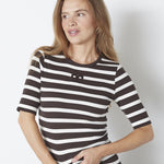 GrannyCC Rib Emb SS T-shirt - OffWhite/DarkBrown - Co'couture