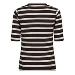 GrannyCC Rib Emb SS T-shirt - OffWhite/DarkBrown - Co'couture