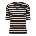 GrannyCC Rib Emb SS T-shirt - OffWhite/DarkBrown - Co'couture