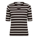 GrannyCC Rib Emb SS T-shirt - OffWhite/DarkBrown - Co'couture