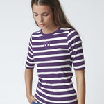 GrannyCC Rib Emb SS T-shirt - OffWhite/Plum - Co'couture