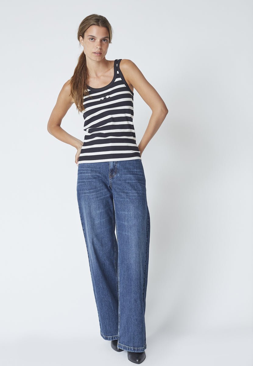 GrannyCC Rib Emb. Tank Top - OffWhite - Black - Co'couture