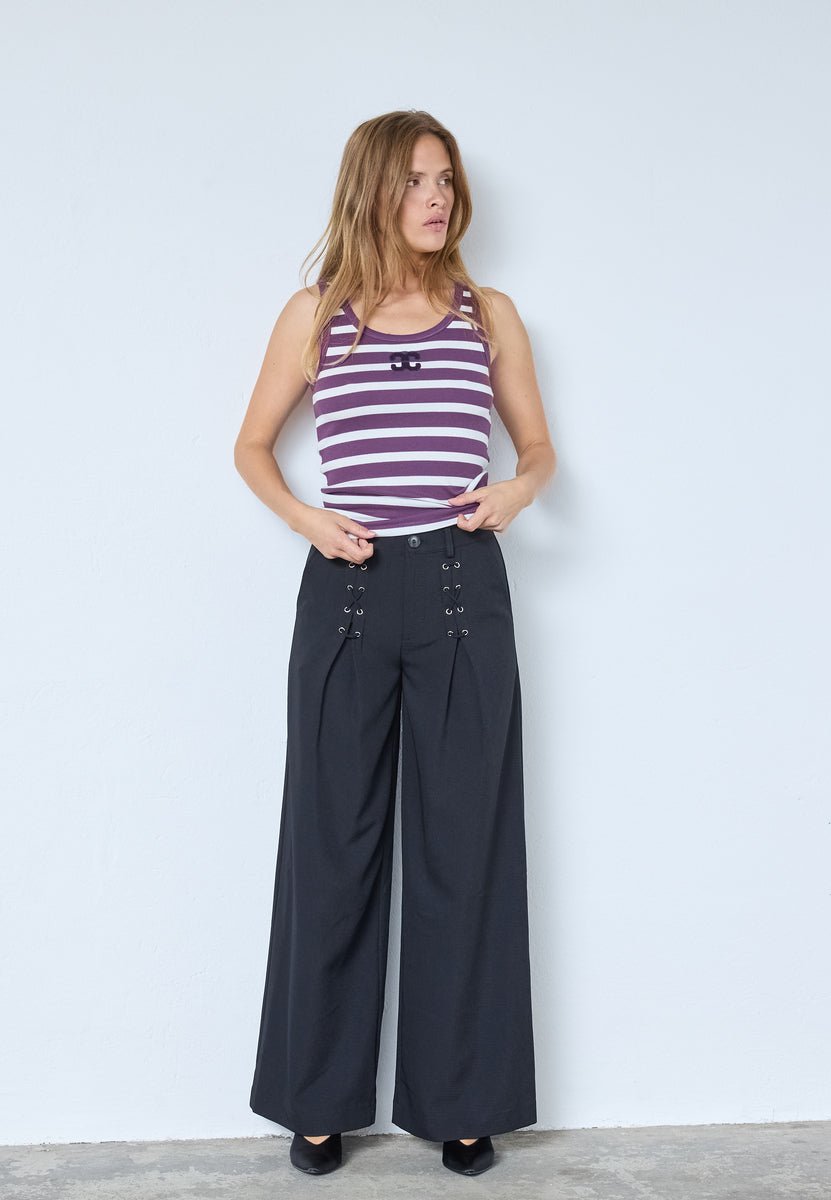 GrannyCC Rib Emb. Tank Top - OffWhite/Plum - Co'couture