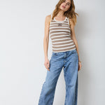 GrannyCC Rib Emb. Tank Top - OffWhite/Walnut - Co'couture