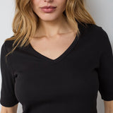 GrannyCC Rib SS V - Tee - Black - Co'couture