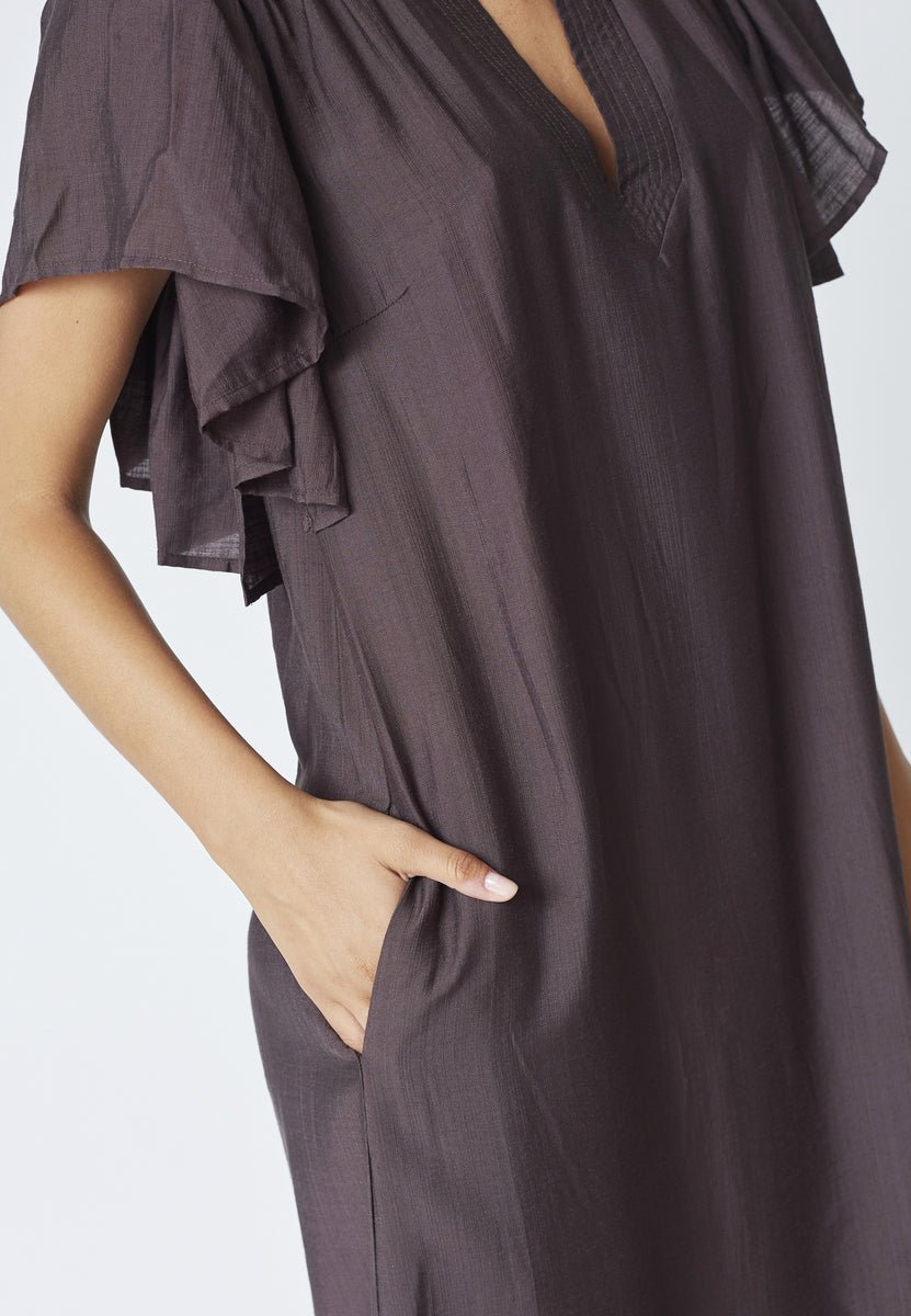 HeraCC SS Frill Dress - Mocca - Co'couture