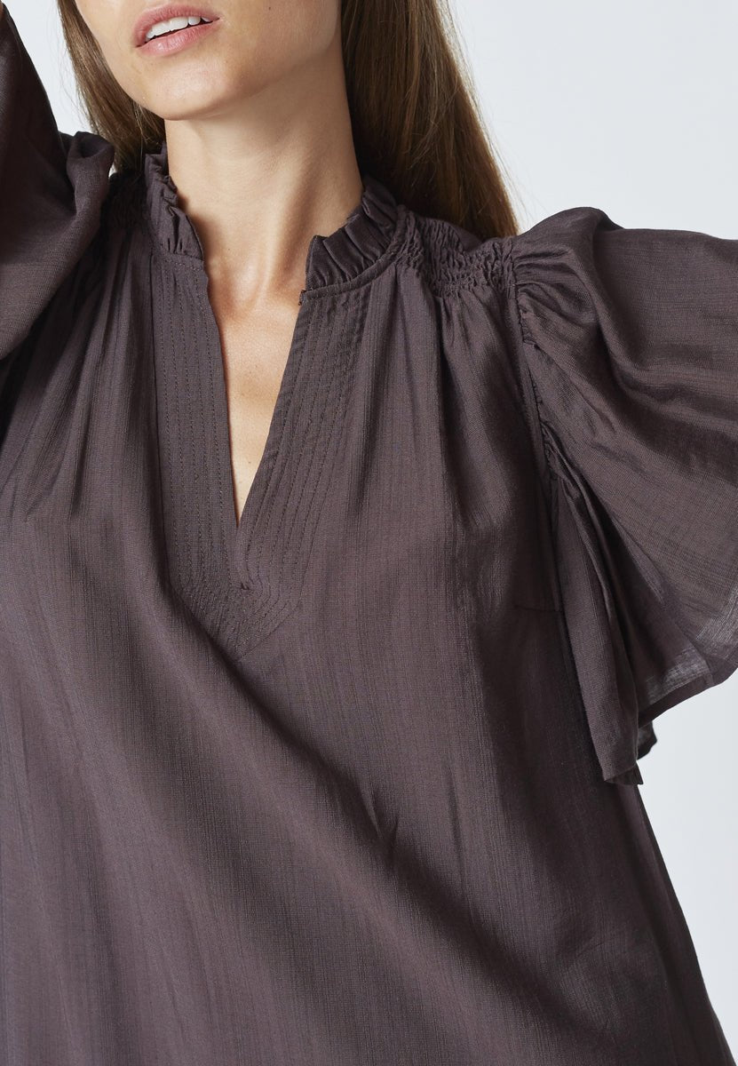 HeraCC SS Frill Dress - Mocca - Co'couture