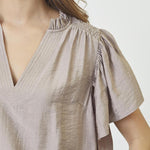 HeraCC SS Frill Top - Walnut - Co'couture