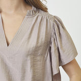 HeraCC SS Frill Top - Walnut - Co'couture