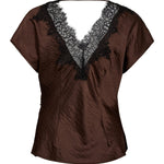 IdunCC Lace SS Blouse - Dark Brown - Co'couture