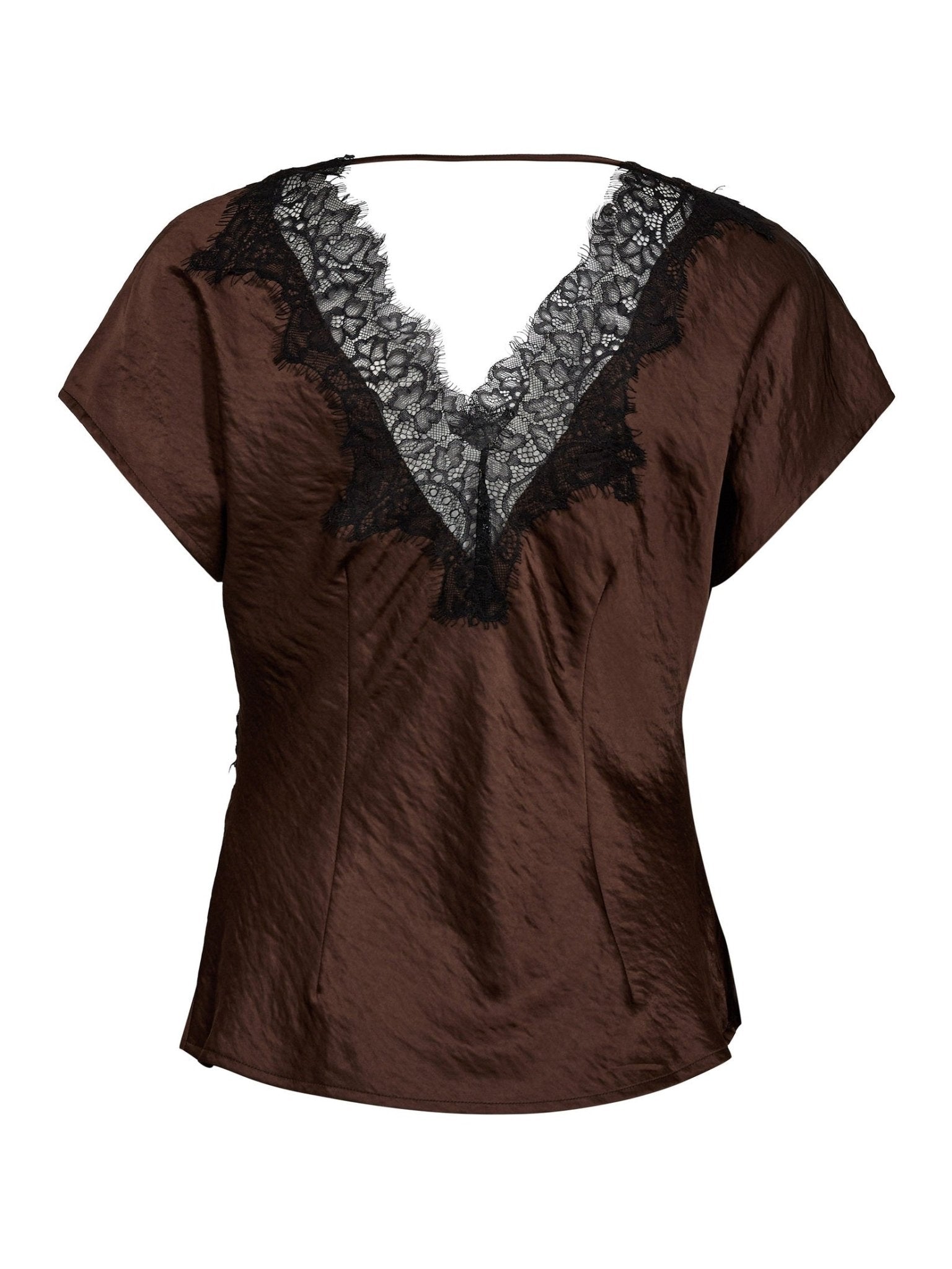 IdunCC Lace SS Blouse - Dark Brown - Co'couture