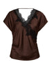 IdunCC Lace SS Blouse - Dark Brown