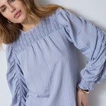 KesiCC Drape Sleeve Blouse - Pale Blue - Co'couture
