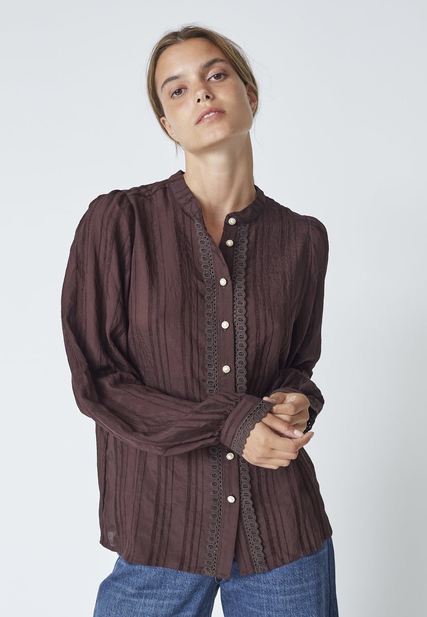 KesiCC Lace Shirt - Dark Brown - Co'couture