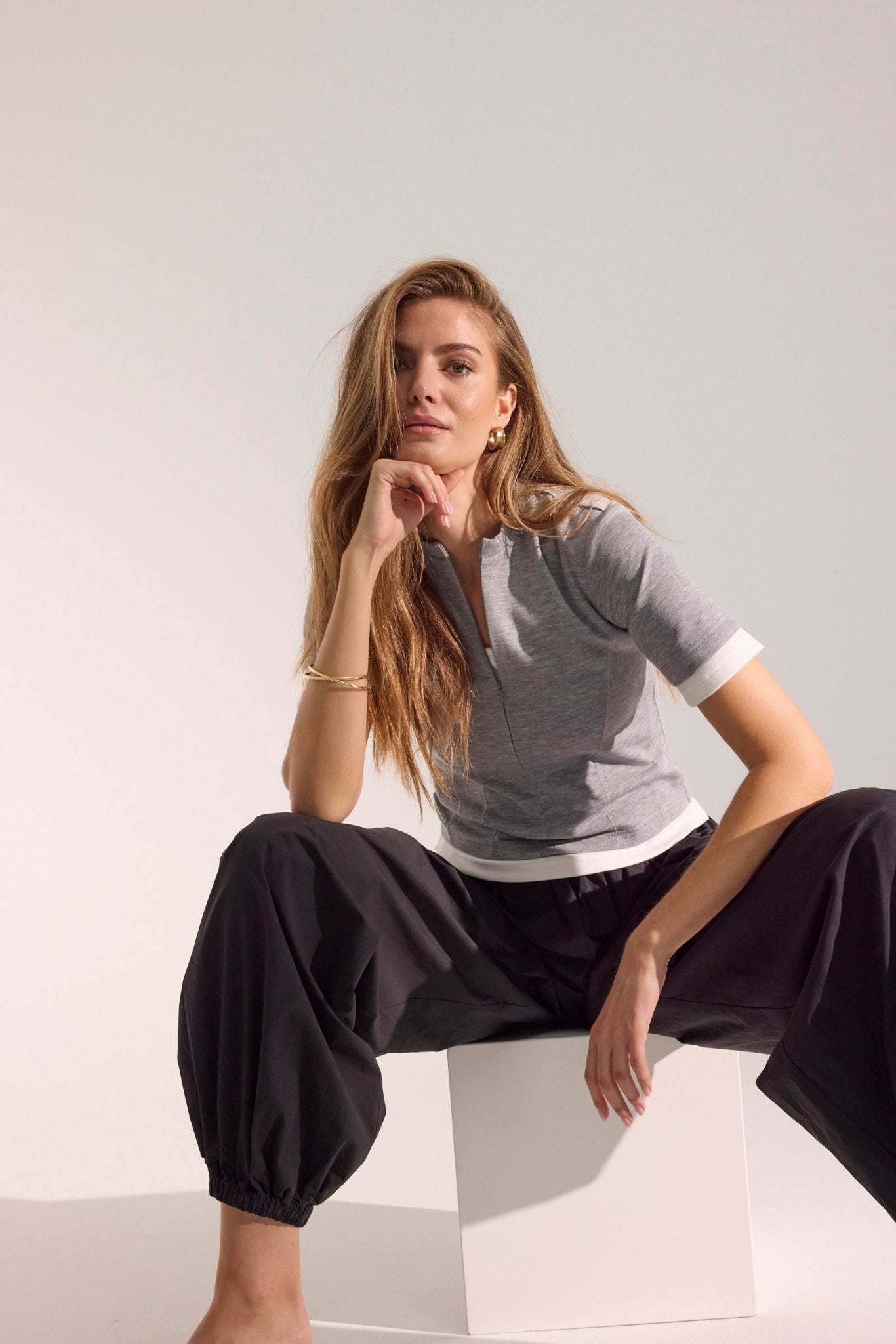 LanceCC Zipper Tee - Grey Melange - Co'couture