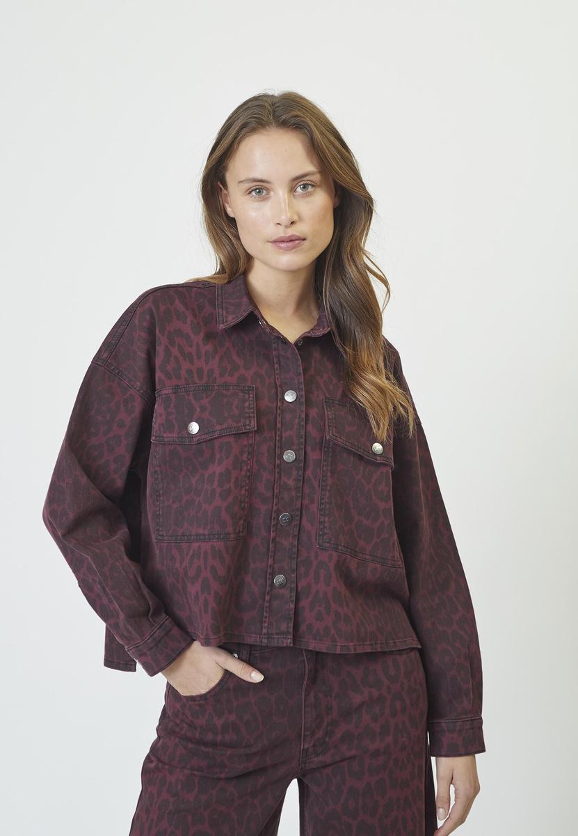 LeoCC Denim Crop Shirt - Winered - Co'couture