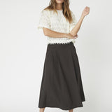 LunaCC Pocket Pleat Skirt - Dark Brown - Co'couture