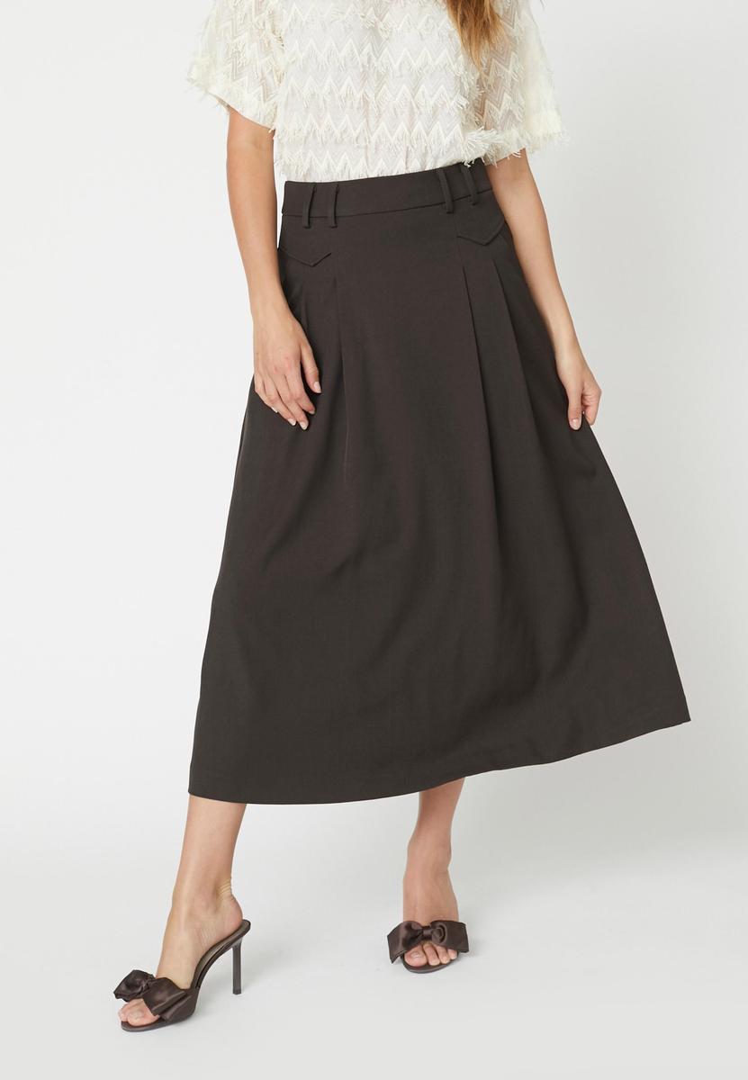 LunaCC Pocket Pleat Skirt - Dark Brown - Co'couture