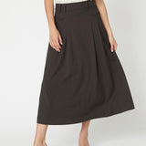 LunaCC Pocket Pleat Skirt - Dark Brown - Co'couture