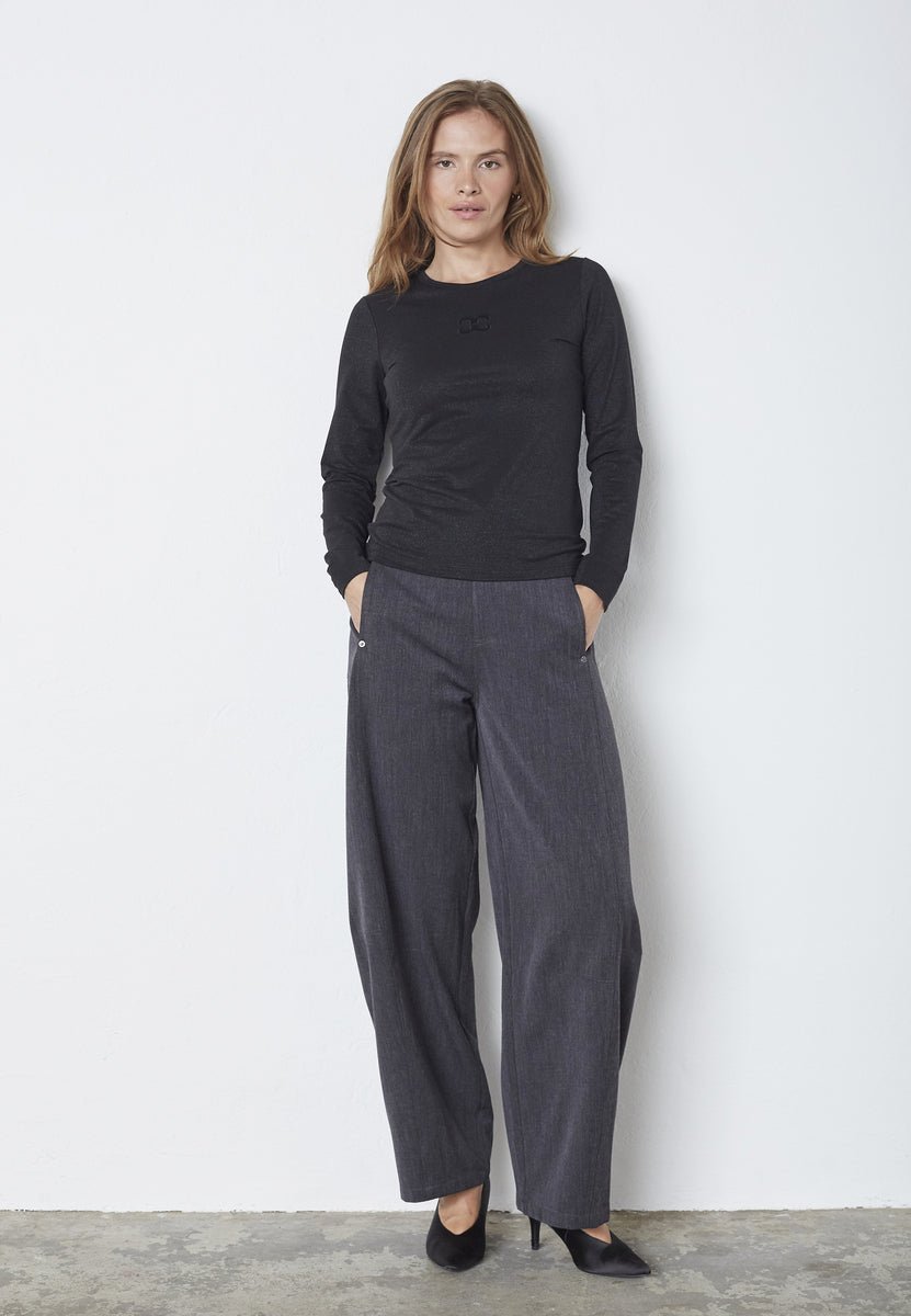 MannyCC Lurex Emb L/S Tee - Black - Co'couture